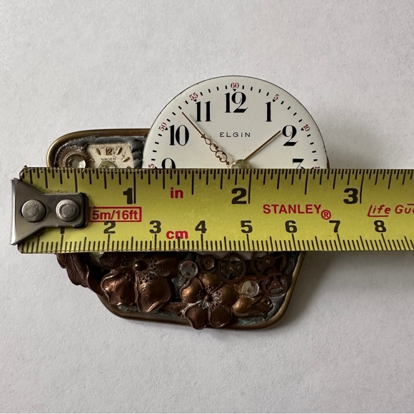 Artisan Designed Signed Antique Watch Parts Elgin Gruen Steampunk Brooch Pin - Picture 13 of 15